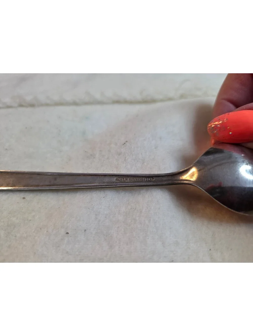 Vintage Oneida Ltd Teaspoon S Monogram Wreath Crest Silver Tone 6.25
